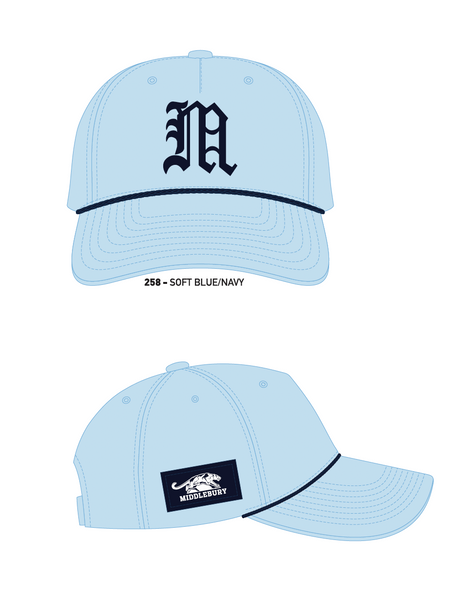 Middlebury "Old M" Classic Rope Cap (Soft Blue/Navy-R258)