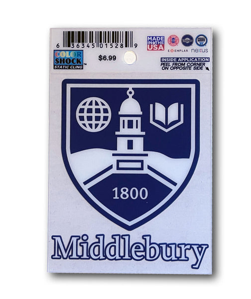 Middlebury Shield (inside window) Static Decal