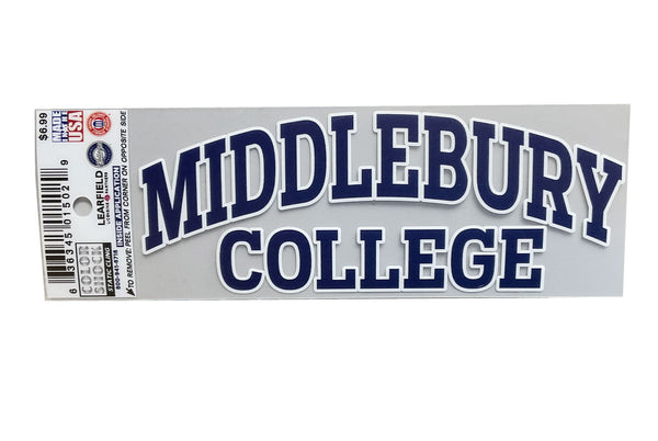 Middlebury College Static Cling Window Decal (navy/white)