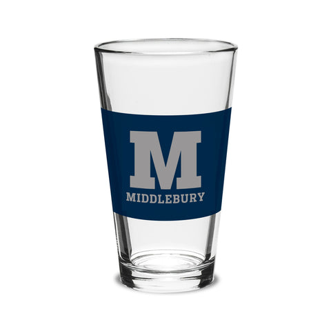 Middlebury "M" Pint Glass (Navy Wrap Etched Logo)