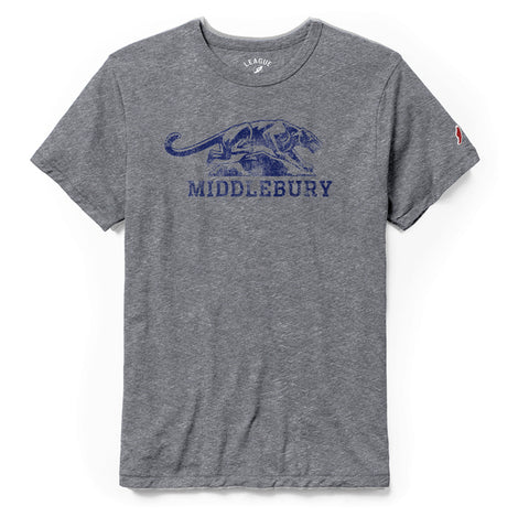 Middlebury Panther Tri-Blend Tee- grey (by League)