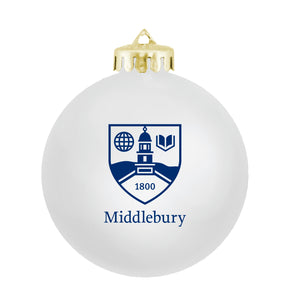 Middlebury Shield Holiday Ornament (white)