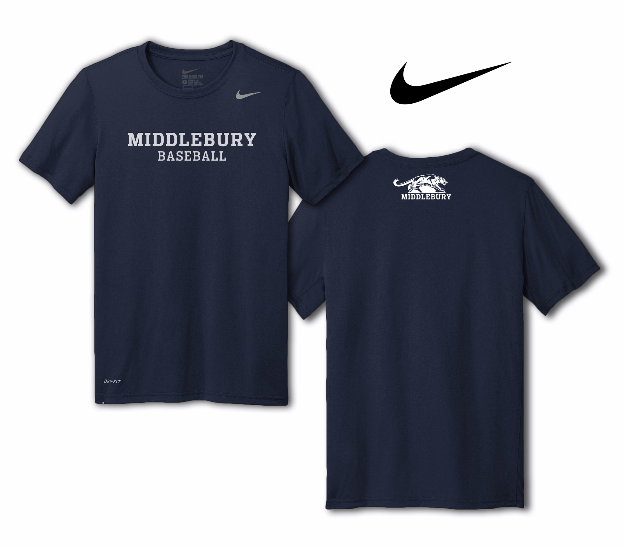 Nike Middlebury Panther Baseball T-Shirt (Navy)