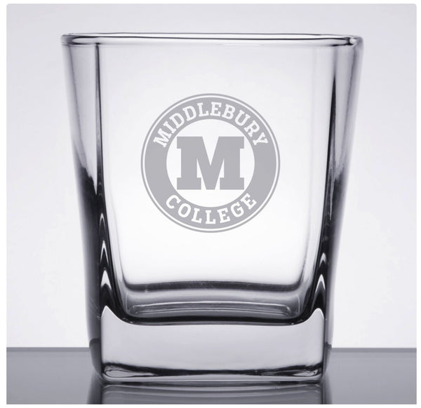 Middlebury College Etched 9.25 oz Rocks Glass