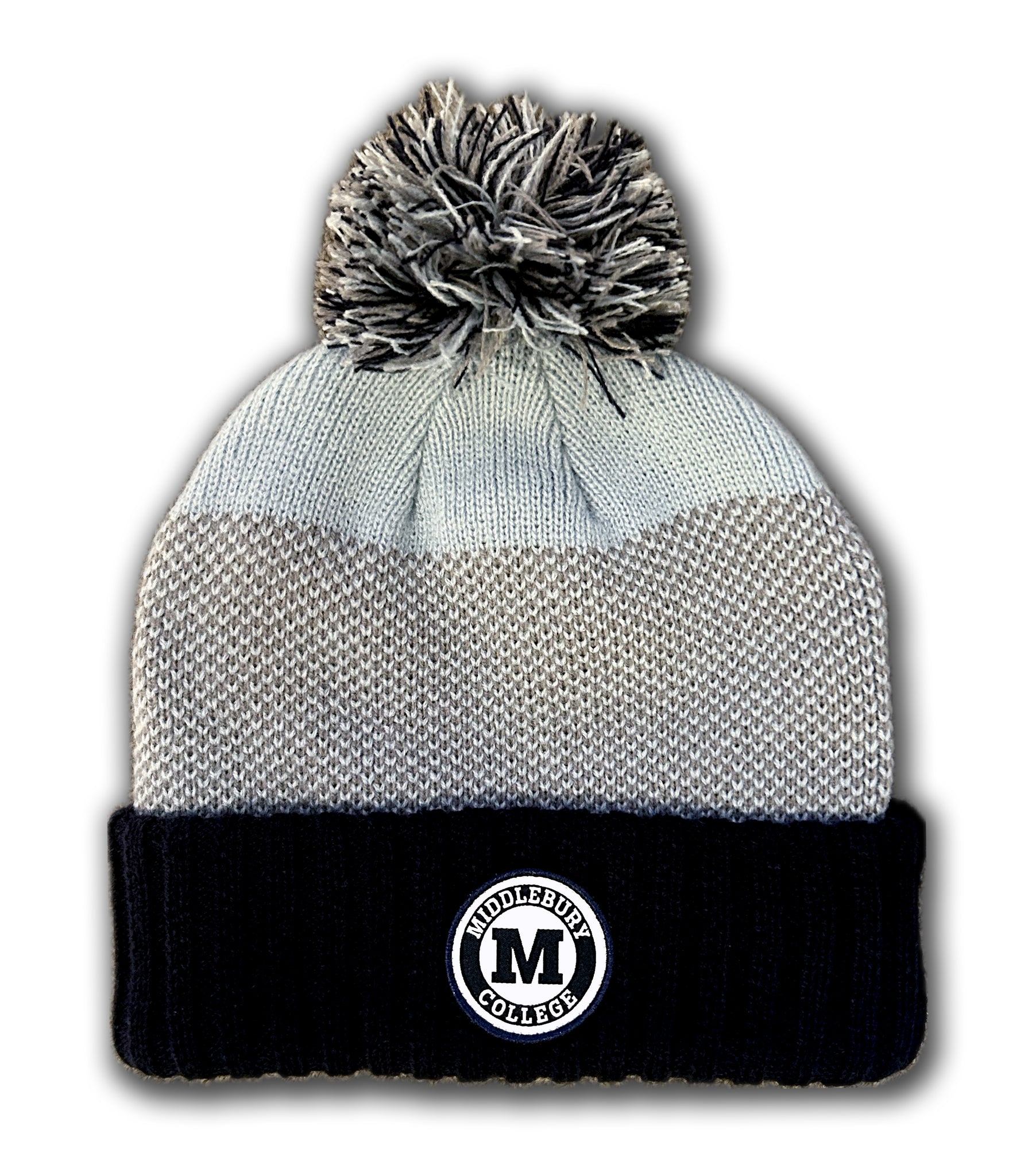 Middlebury College Snow Pom Hat (Blues & Grey)