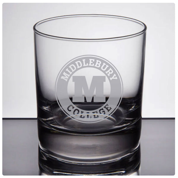 Middlebury College Etched Rocks Glass