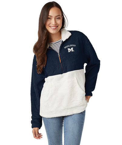 Middlebury Oxford Style Fleece Pullover (Navy/Cream)