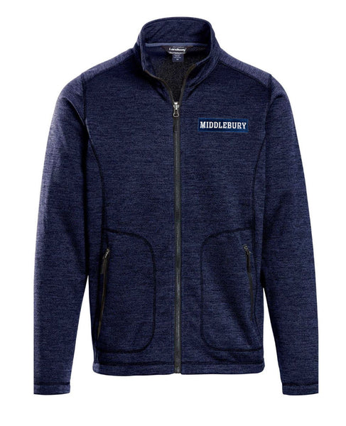 Middlebury Summit Knit Full Zip Fleece Jacket (Heather Navy)