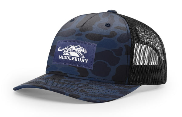 Middlebury Panthers Trucker Hat (Admiral Duck Camo/Black)