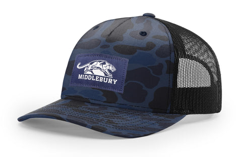 Middlebury Panthers Trucker Hat (Admiral Duck Camo/Black)