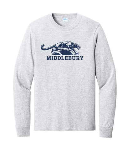 Middlebury Panther Long Sleeved T-Shirt (Ash Grey)