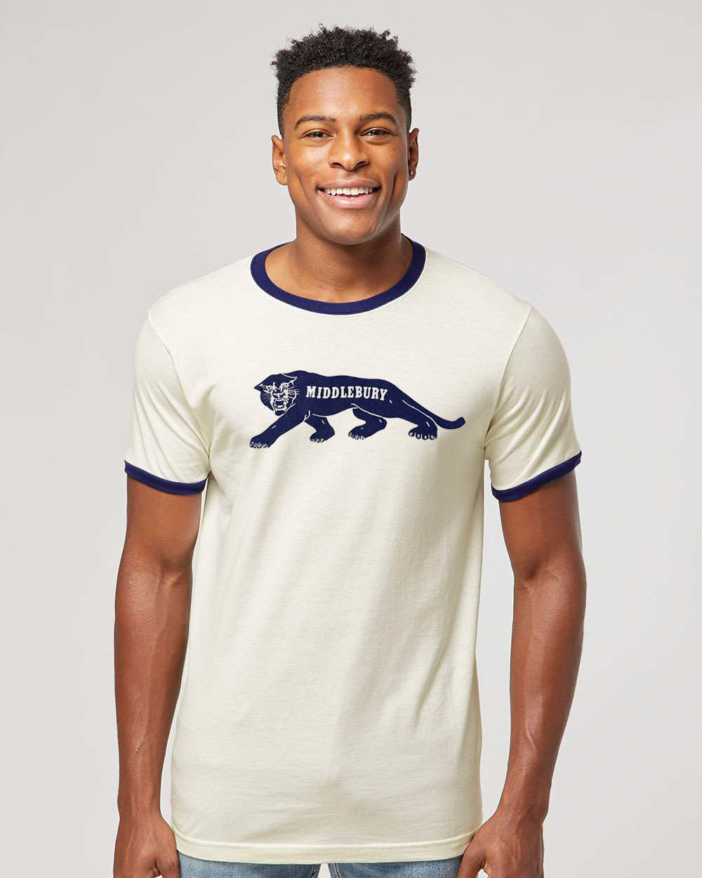 Vintage Panther Ringer Tee (Vintage White/Navy)