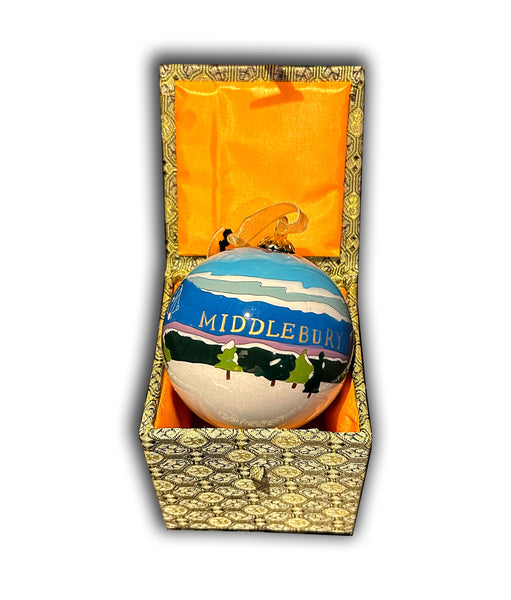 Middlebury Hand-Painted Glass Ornament (Winter Scene)