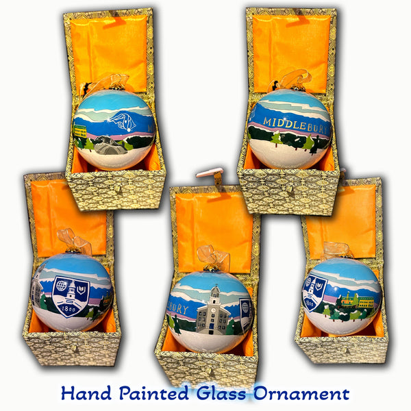 Middlebury Hand-Painted Glass Ornament (Winter Scene)