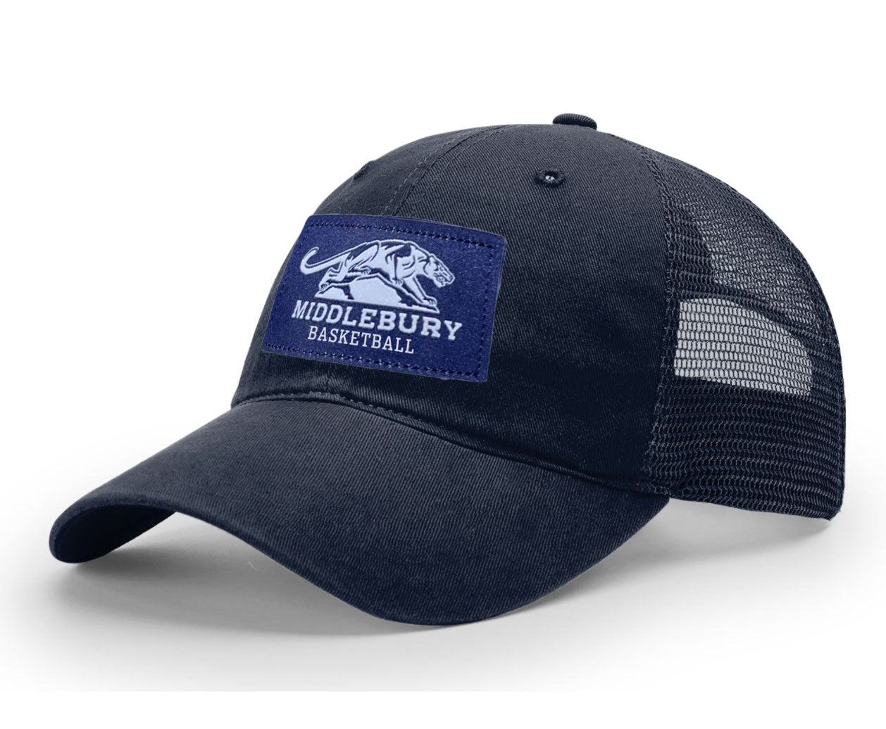 Middlebury Panthers Basketball Trucker Hat (111-Navy/Navy)