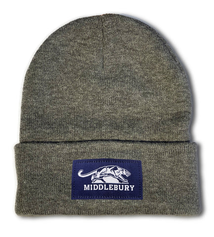 Middlebury Panther Cuff Knit Hat (Heather Charcoal)