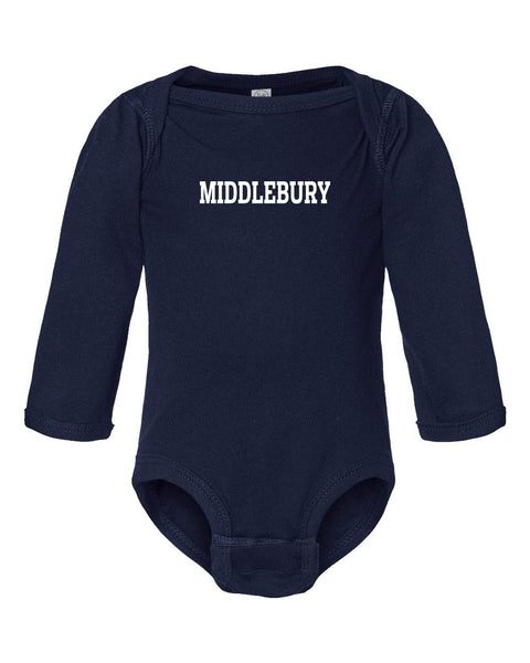 Middlebury Long Sleeve  Onesie (navy)