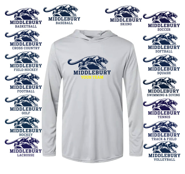 Middlebury Panther Team Hooded Performance T-Shirt (Grey)