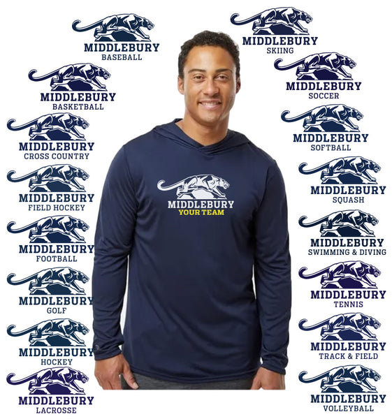 Middlebury Panther Team Hooded Performance T-Shirt (Navy)