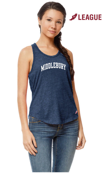 Women's Middlebury Tank T-Shirt (TriBlend - Heather Navy)