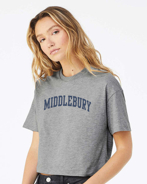 Middlebury Womens Crop Tee (Grey)
