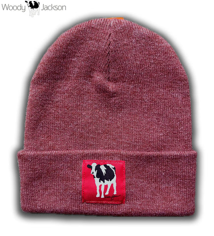 Rubin Cow Knit Beanie (Heather Crimson)