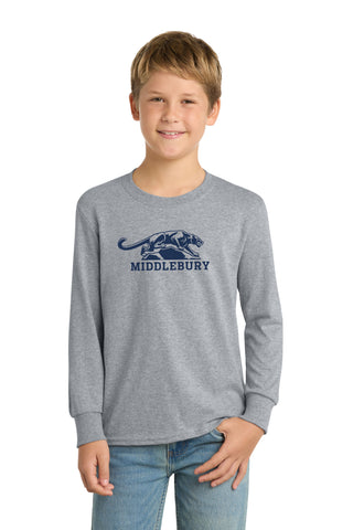 Middlebury YOUTH Panther Long Sleeved T-Shirt (Grey)
