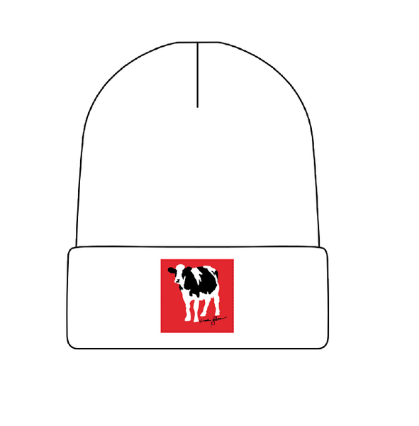 Rubin Cow Knit Beanie (White)