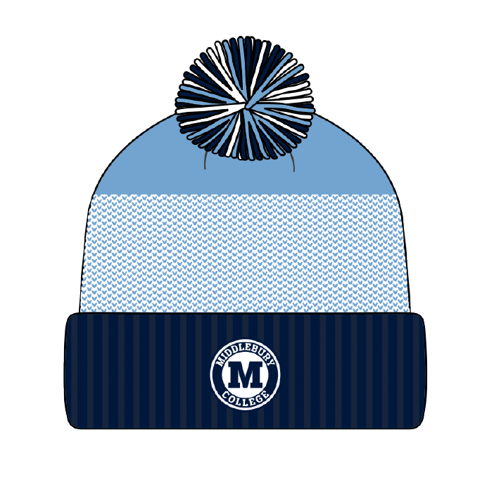 Middlebury College Snow Pom Hat (Navy & Blues)