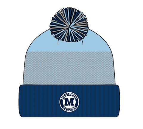 Middlebury College Snow Pom Hat (Blues & Grey)