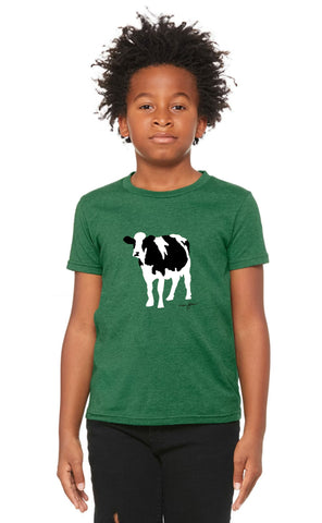 Rubin Cow Youth T-Shirt (Heather Grass Green)