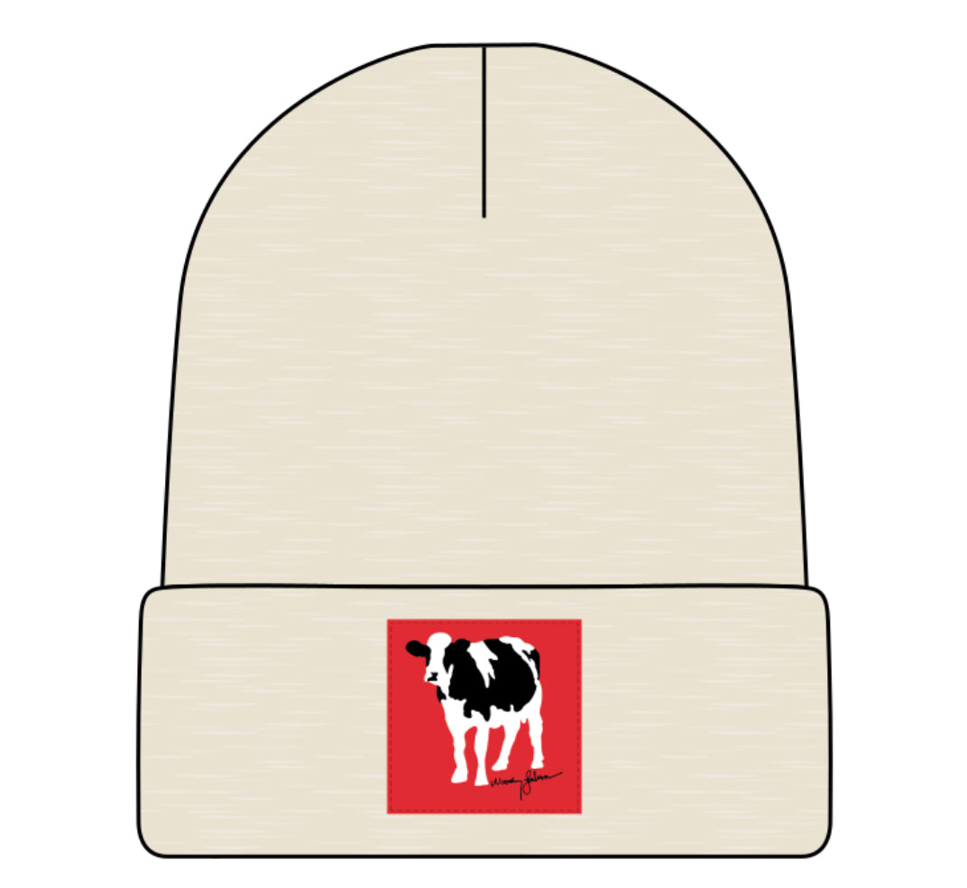 Rubin Cow Knit Beanie (Heather Cream)