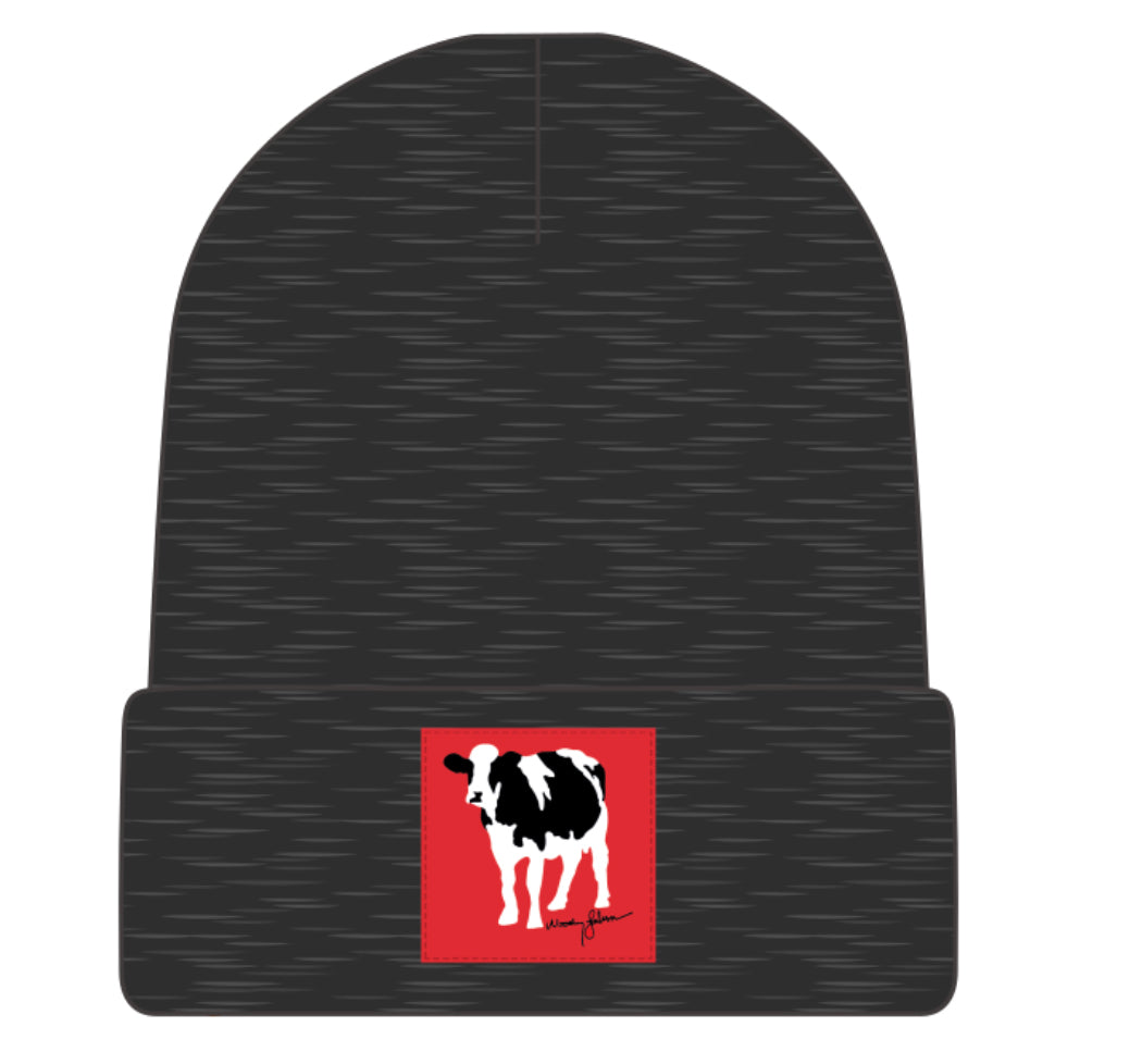 Rubin Cow Knit Beanie (Heather Black)