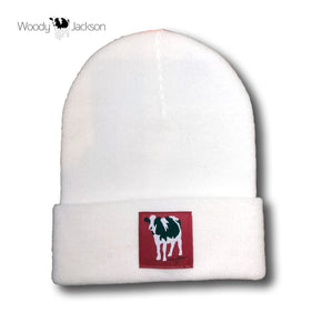 Rubin Cow Knit Beanie (White)