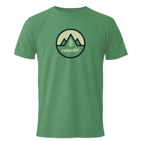 raisedVT Vermont State Badge Men's T-Shirt (Green)