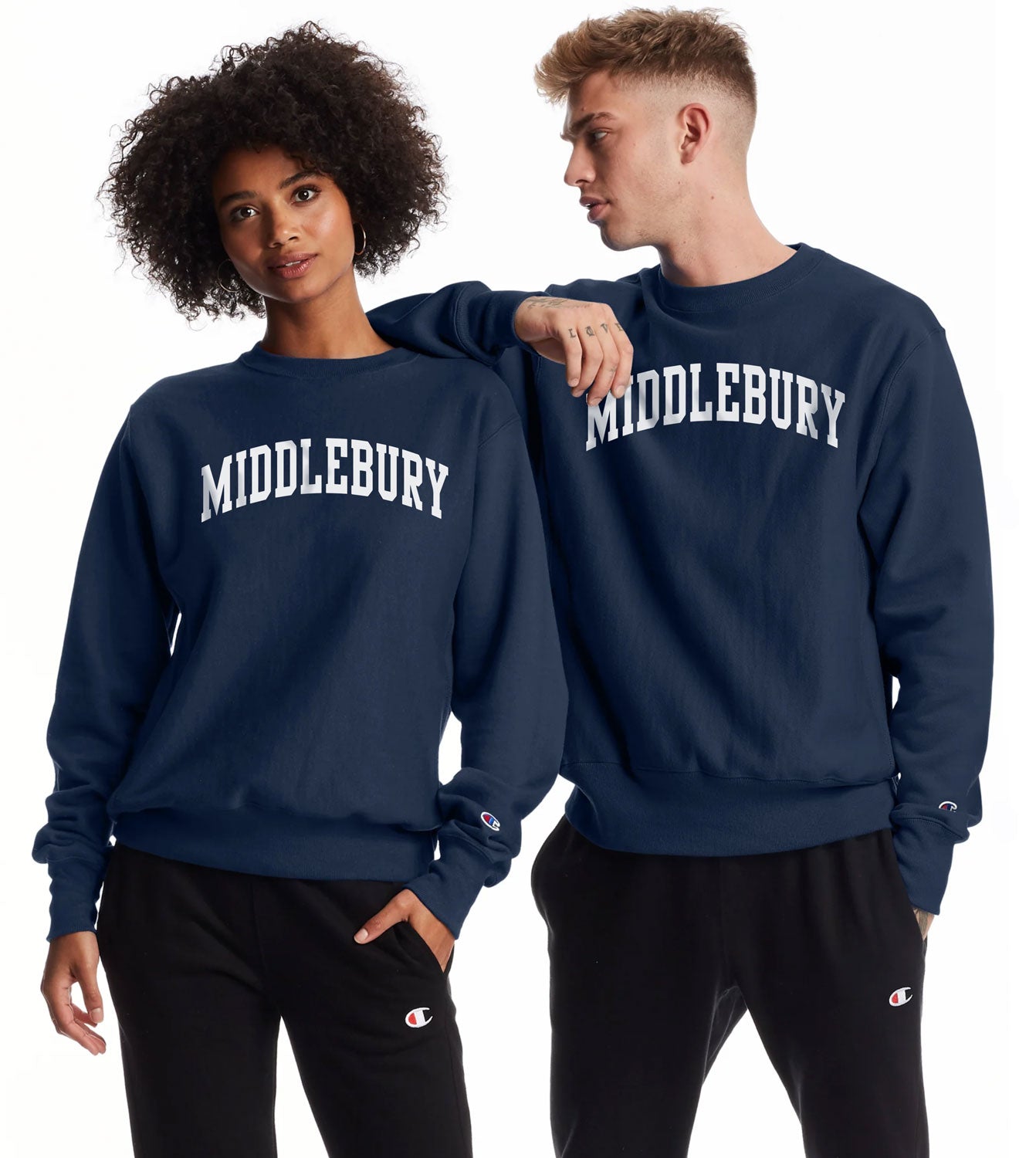 Middlebury Reverse Weave Crew Neck Sweatshirt (Navy)