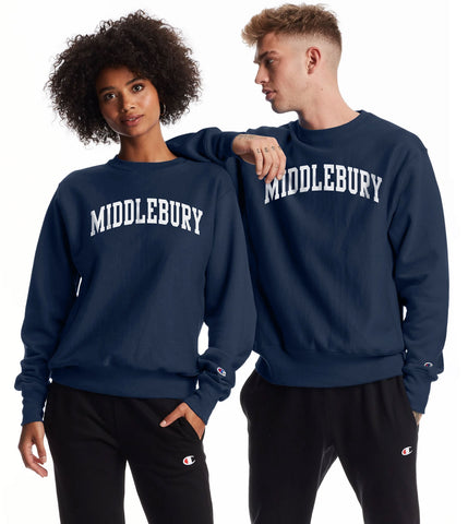 Middlebury Reverse Weave Crew Neck Sweatshirt (Navy)