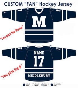Full Custom Middlebury Hockey Jerseys (YOUTH AWAY-NAVY)