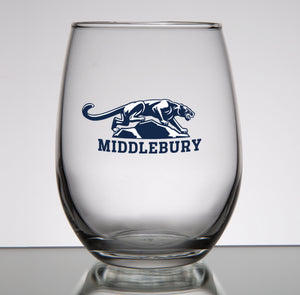 Middlebury Panther 15oz Stemless Wine Glass