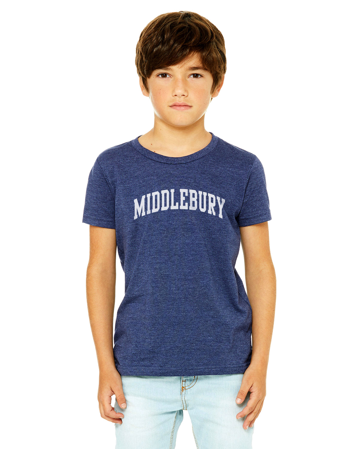 Middlebury Youth T-Shirt Heather Navy (BC TriBlend)